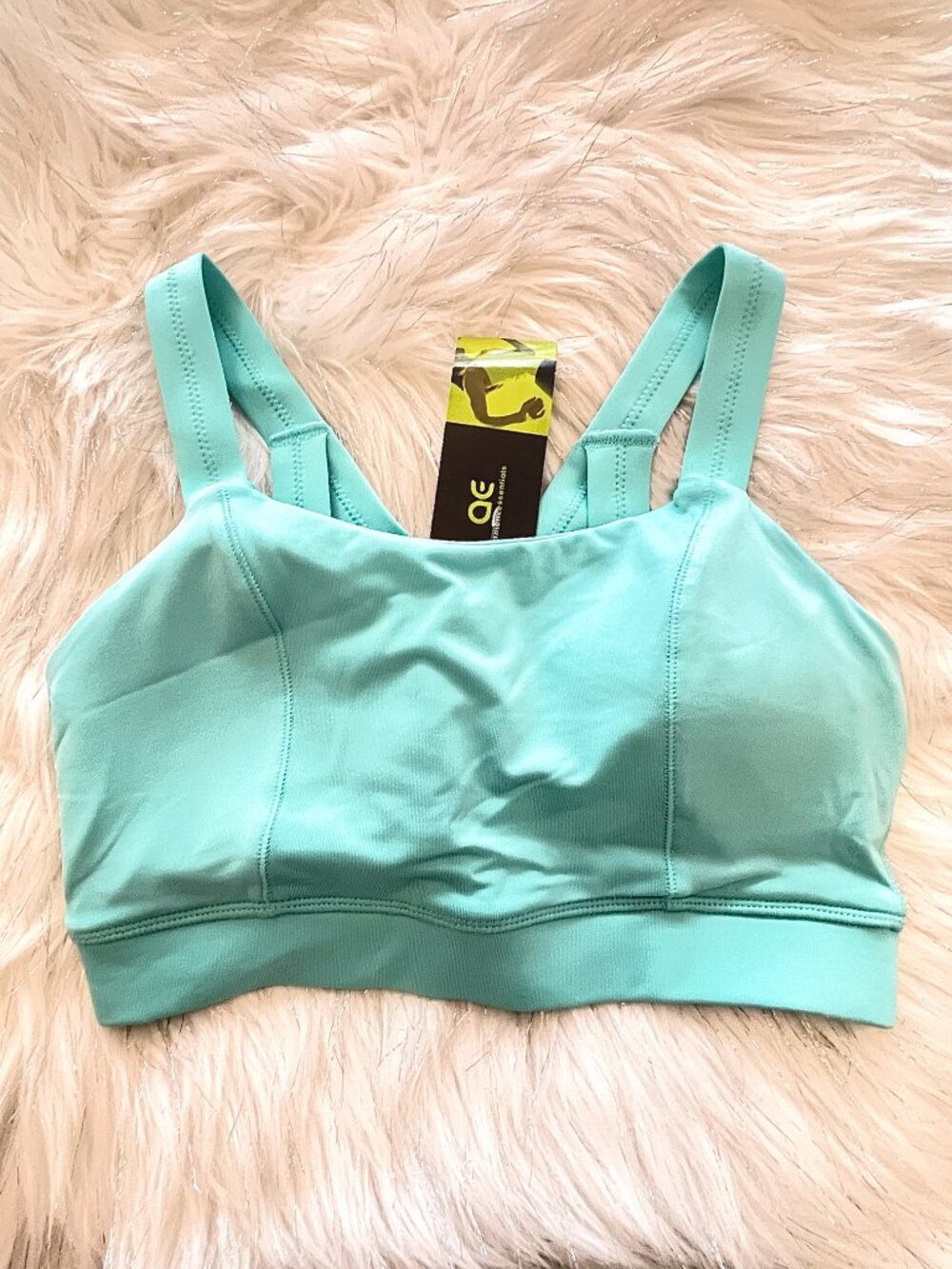 New Athletic Essentials Sports Bra Strappy Back Tiffany Blue Aqua Small